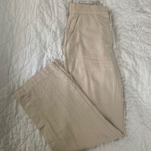 H&M Cream Linen Trouser Pants with Split Seam